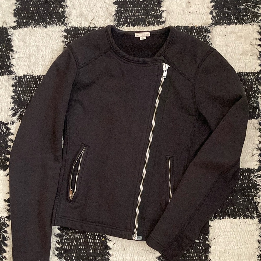 GAP Black sweatshirt motor jacket / Black Asymmetrical Zip Jacket Wms Small